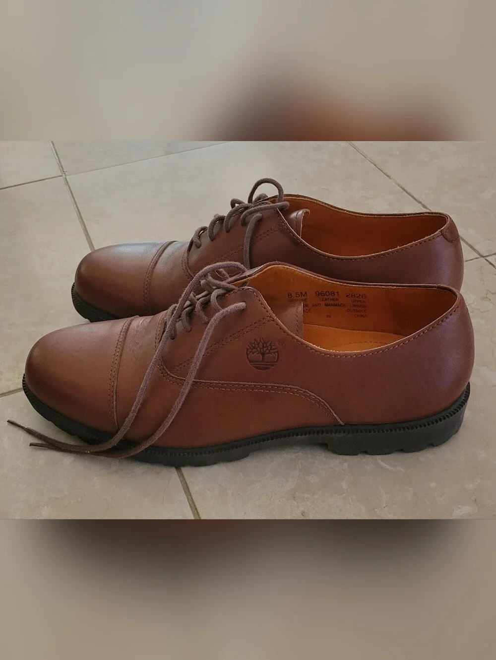 Timberland Men's  Brown Leather Waterproof Derby Shoes